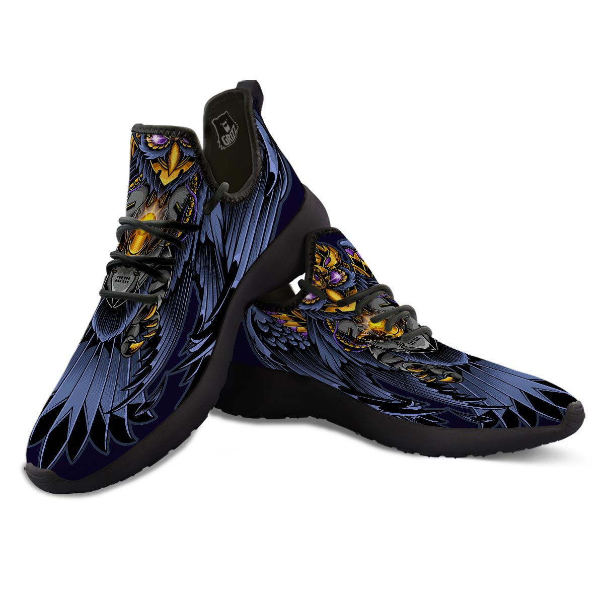 Owl Steampunk Print Black Athletic Shoes-grizzshop