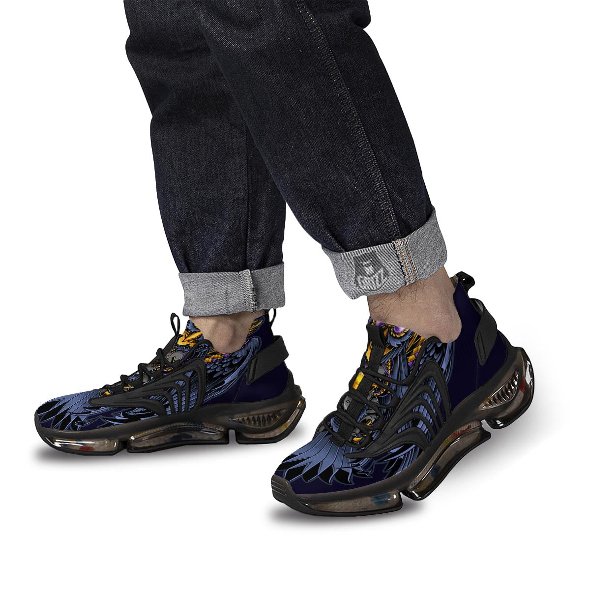 Owl Steampunk Print Black Gym Shoes-grizzshop