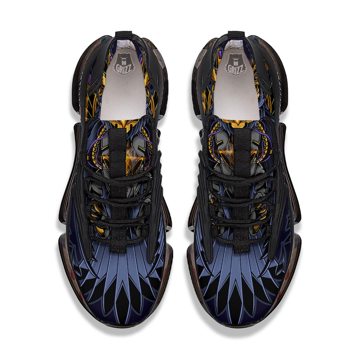 Owl Steampunk Print Black Gym Shoes-grizzshop