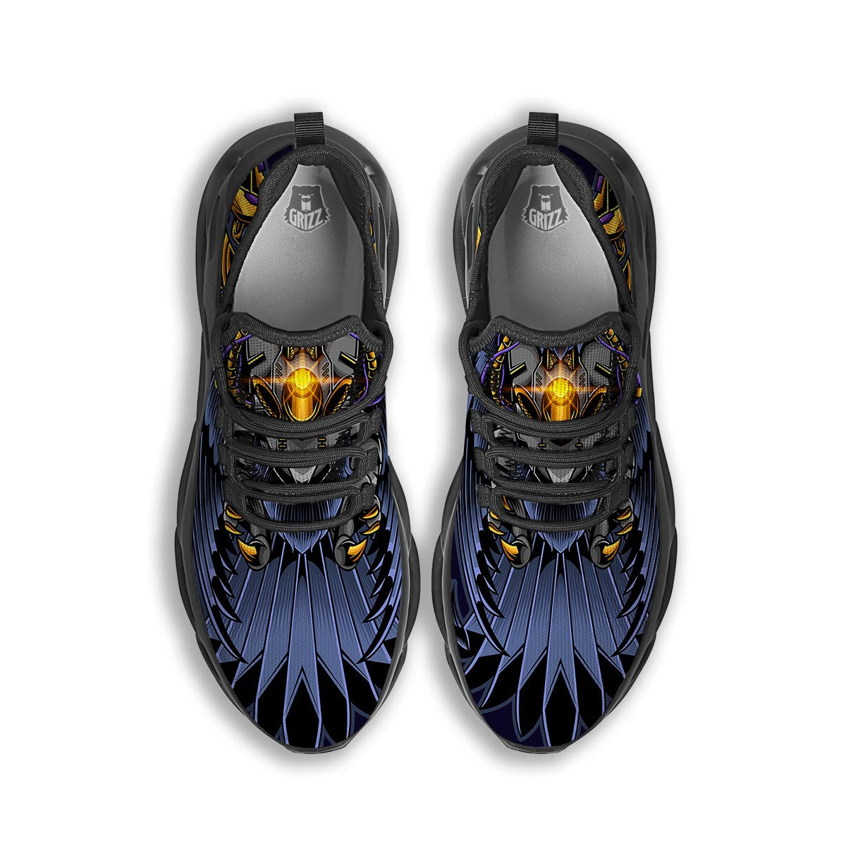 Owl Steampunk Print Black Running Shoes-grizzshop