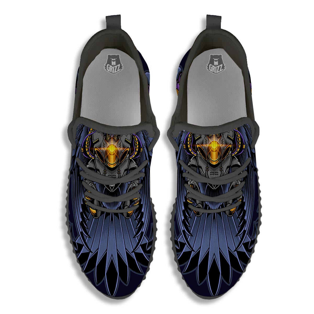 Owl Steampunk Print Black Walking Shoes-grizzshop