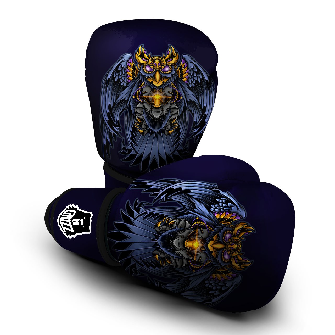 Owl Steampunk Print Boxing Gloves-grizzshop