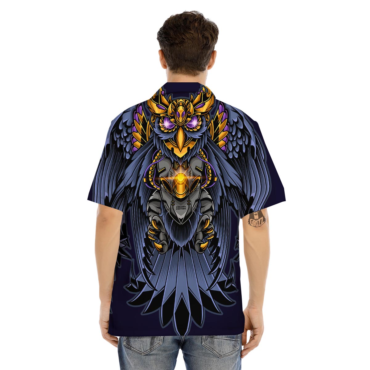 Owl Steampunk Print Men's Hawaiian Shirt-grizzshop