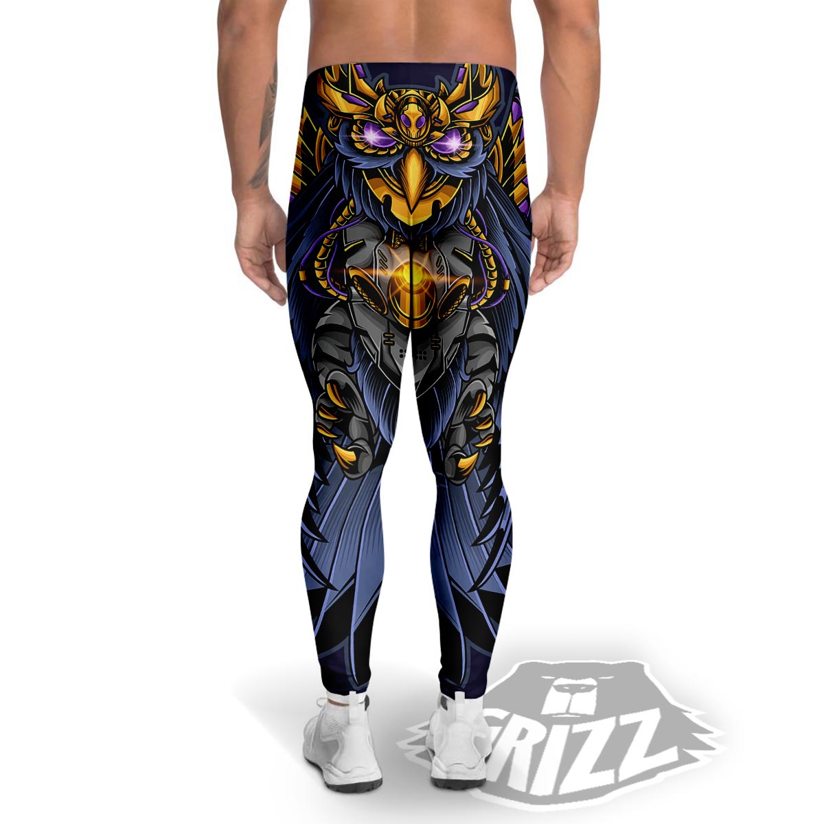 Owl Steampunk Print Men's Leggings-grizzshop