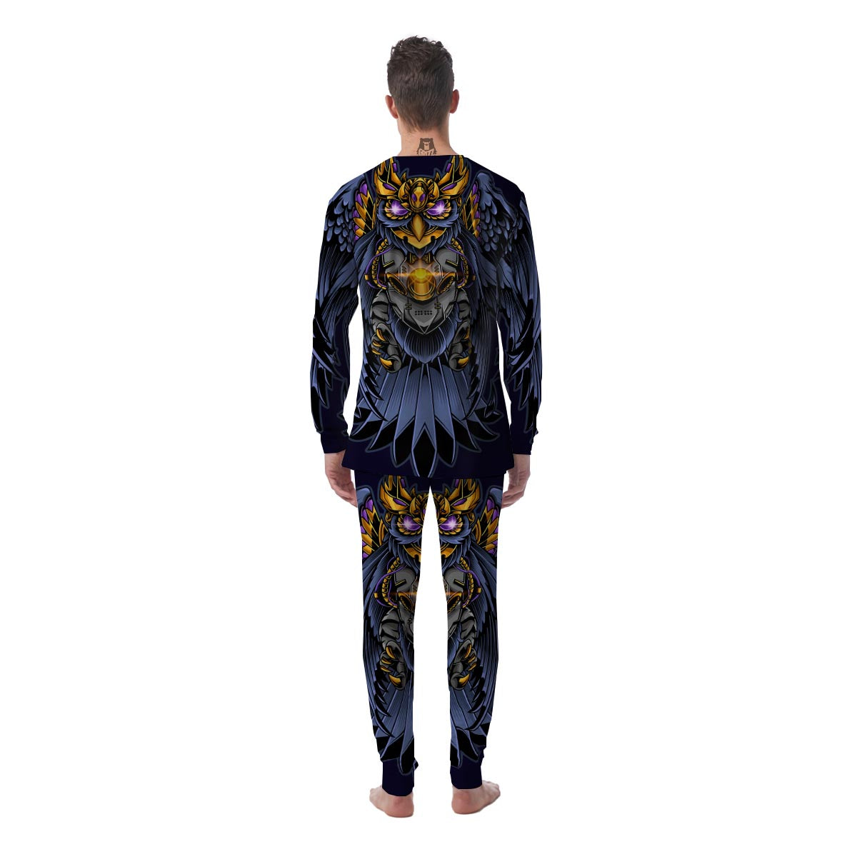 Owl Steampunk Print Men's Pajamas-grizzshop
