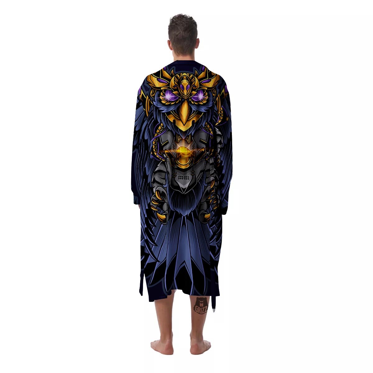 Owl Steampunk Print Men's Robe-grizzshop