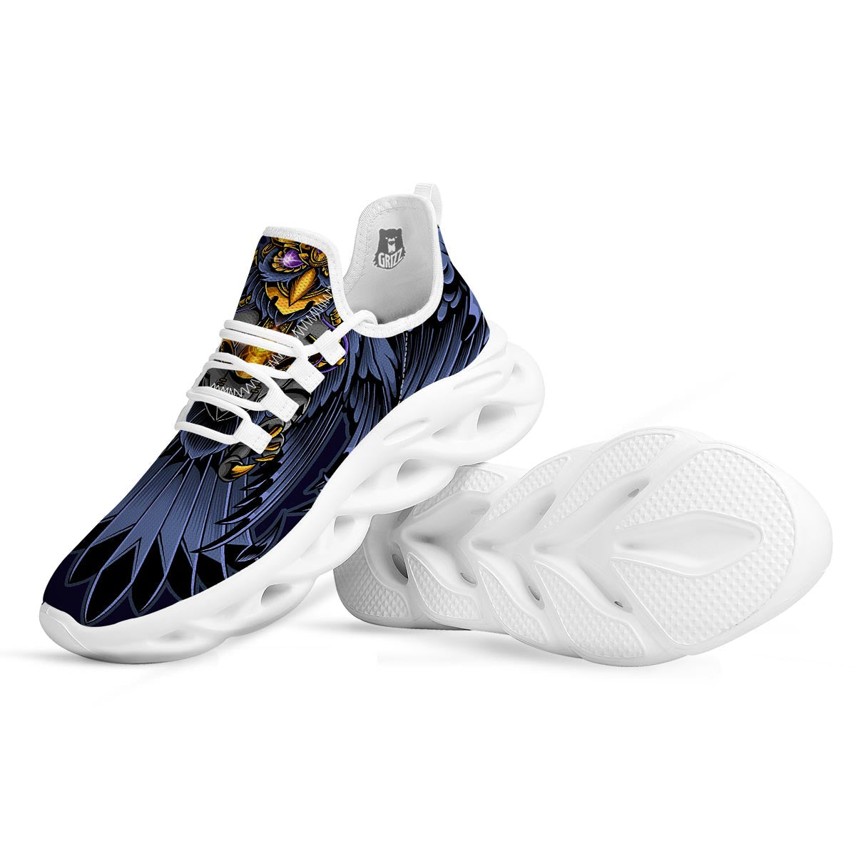 Owl Steampunk Print White Running Shoes-grizzshop