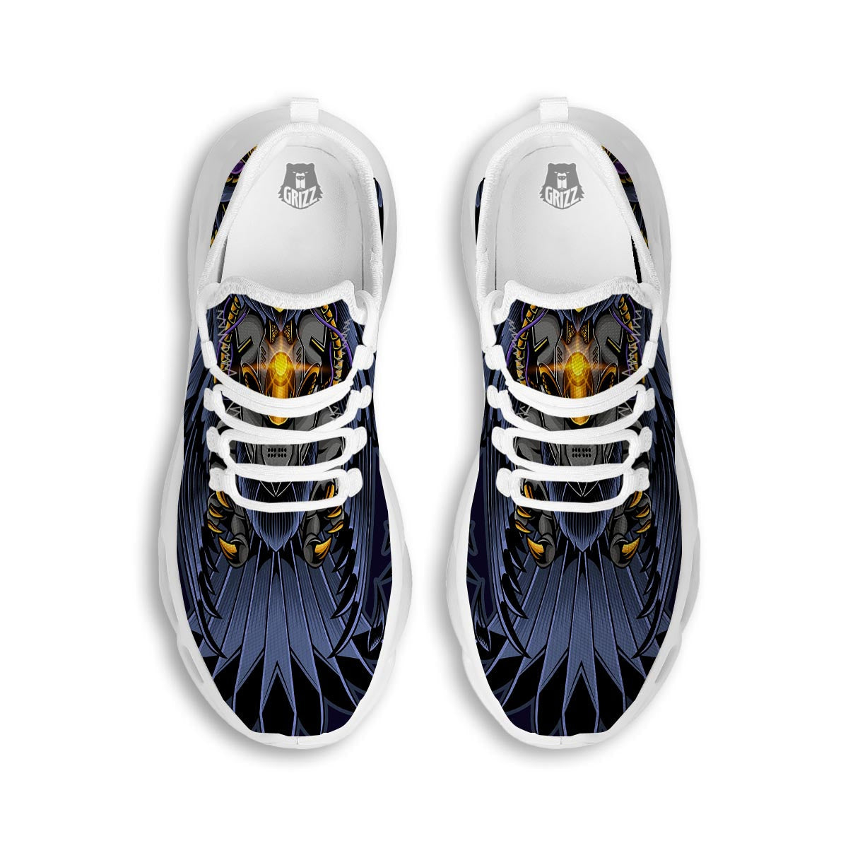 Owl Steampunk Print White Running Shoes-grizzshop