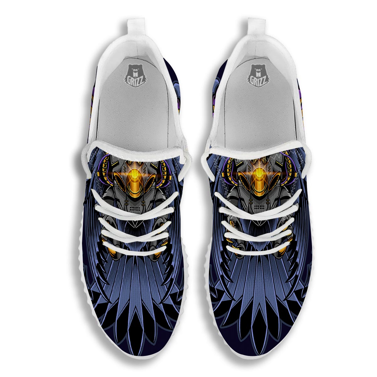 Owl Steampunk Print White Walking Shoes-grizzshop