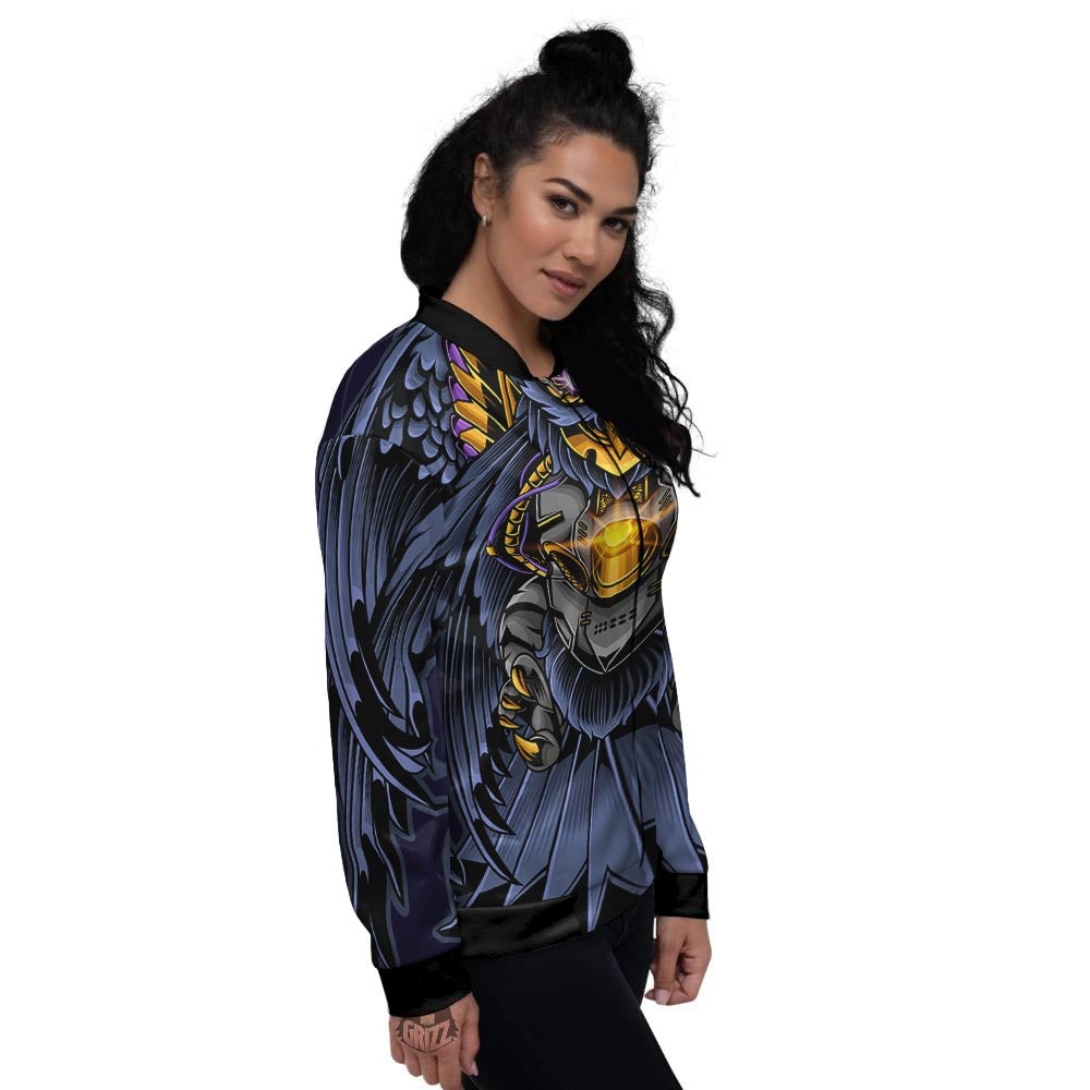 Owl Steampunk Print Women's Bomber Jacket-grizzshop