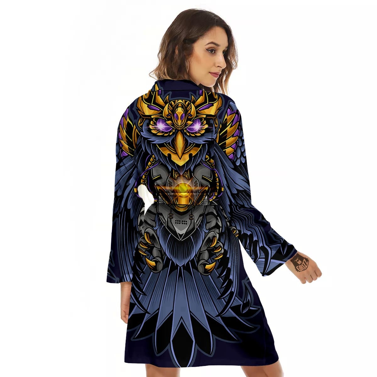 Owl Steampunk Print Women's Robe-grizzshop