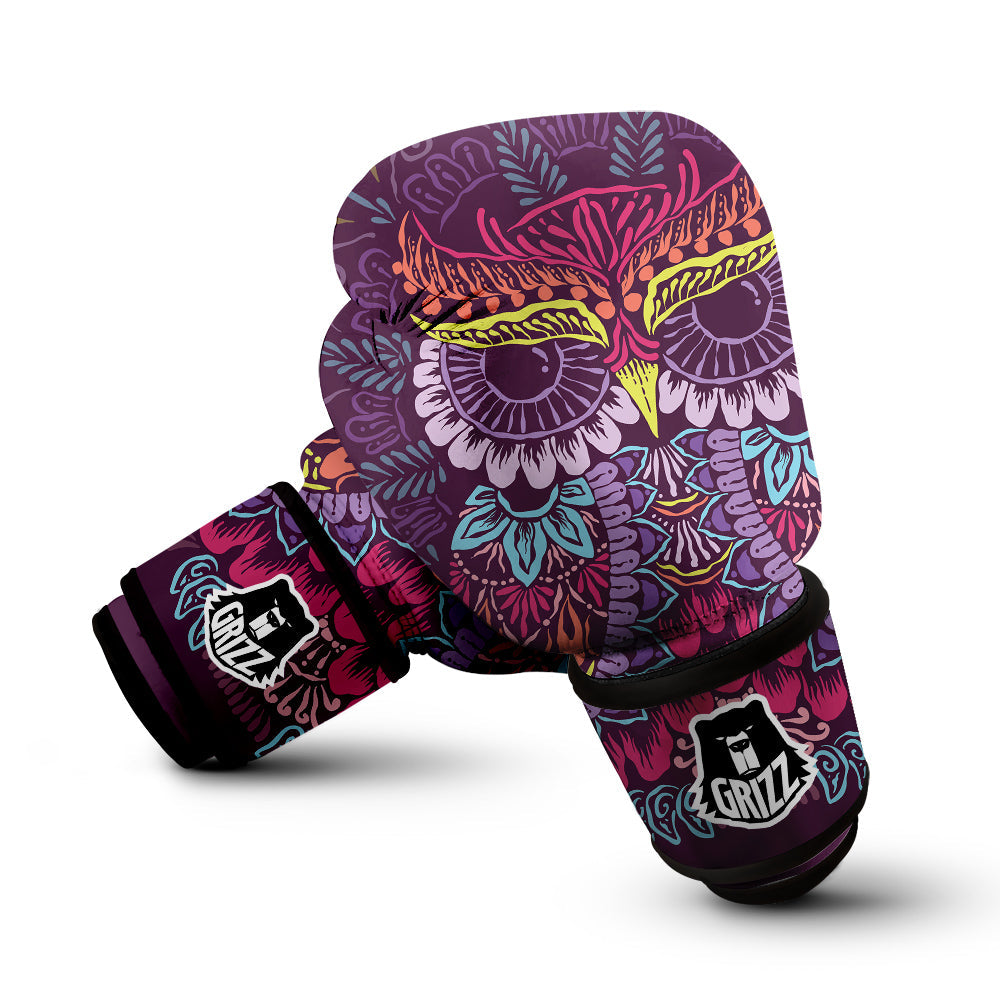 Owl Tribal Colorful Print Boxing Gloves-grizzshop