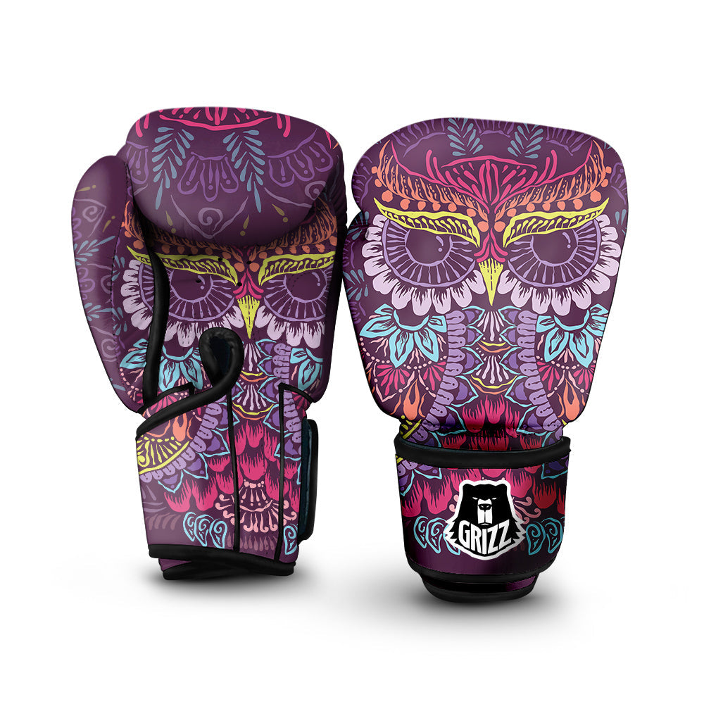 Owl Tribal Colorful Print Boxing Gloves-grizzshop