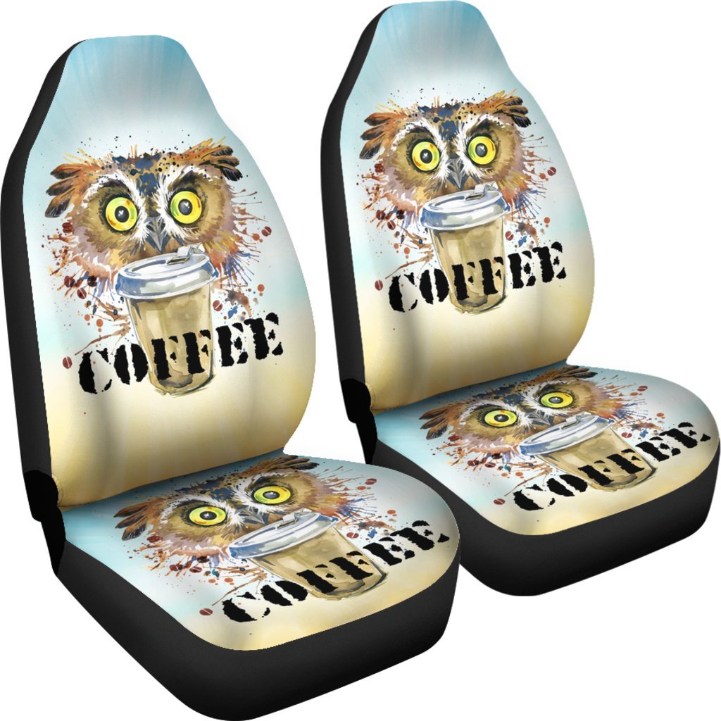 Owl Cofee Car Seat Cover Universal Fit-grizzshop