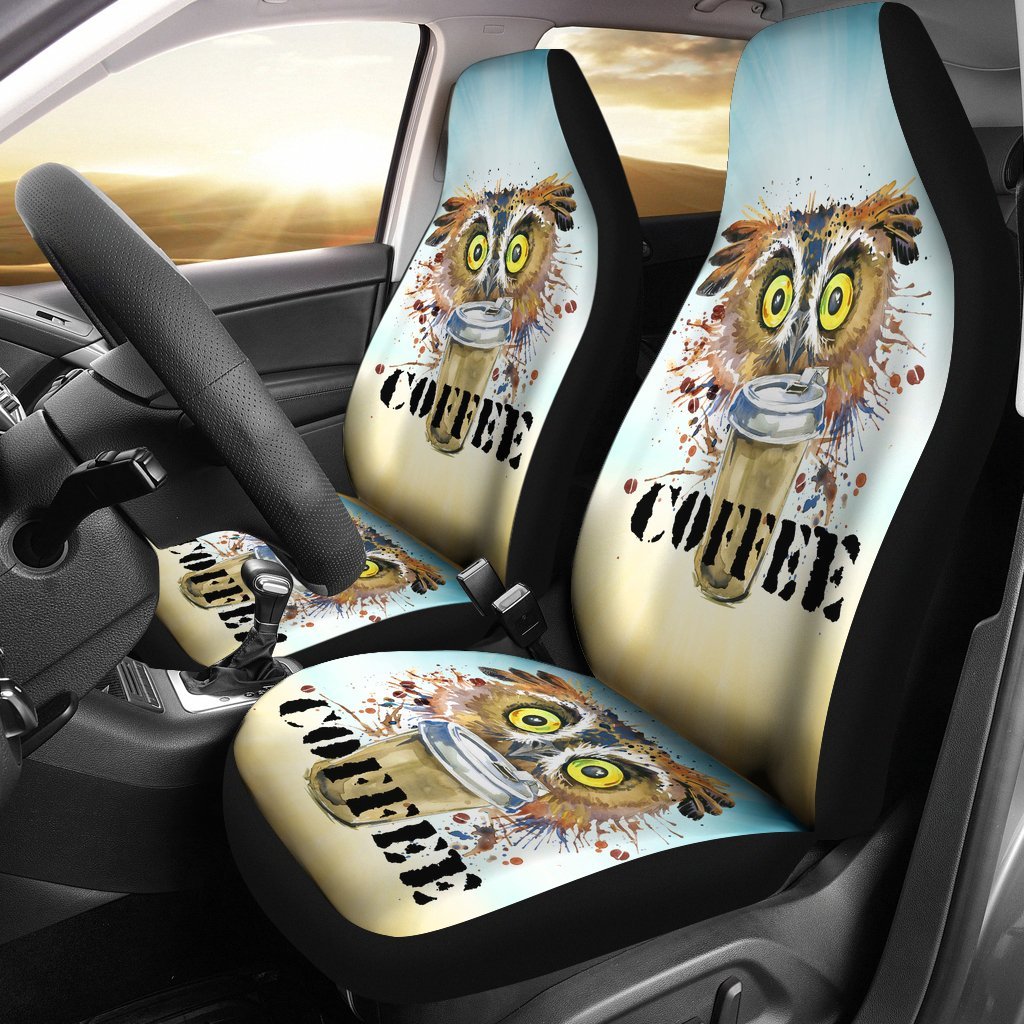 Owl Cofee Car Seat Cover Universal Fit-grizzshop