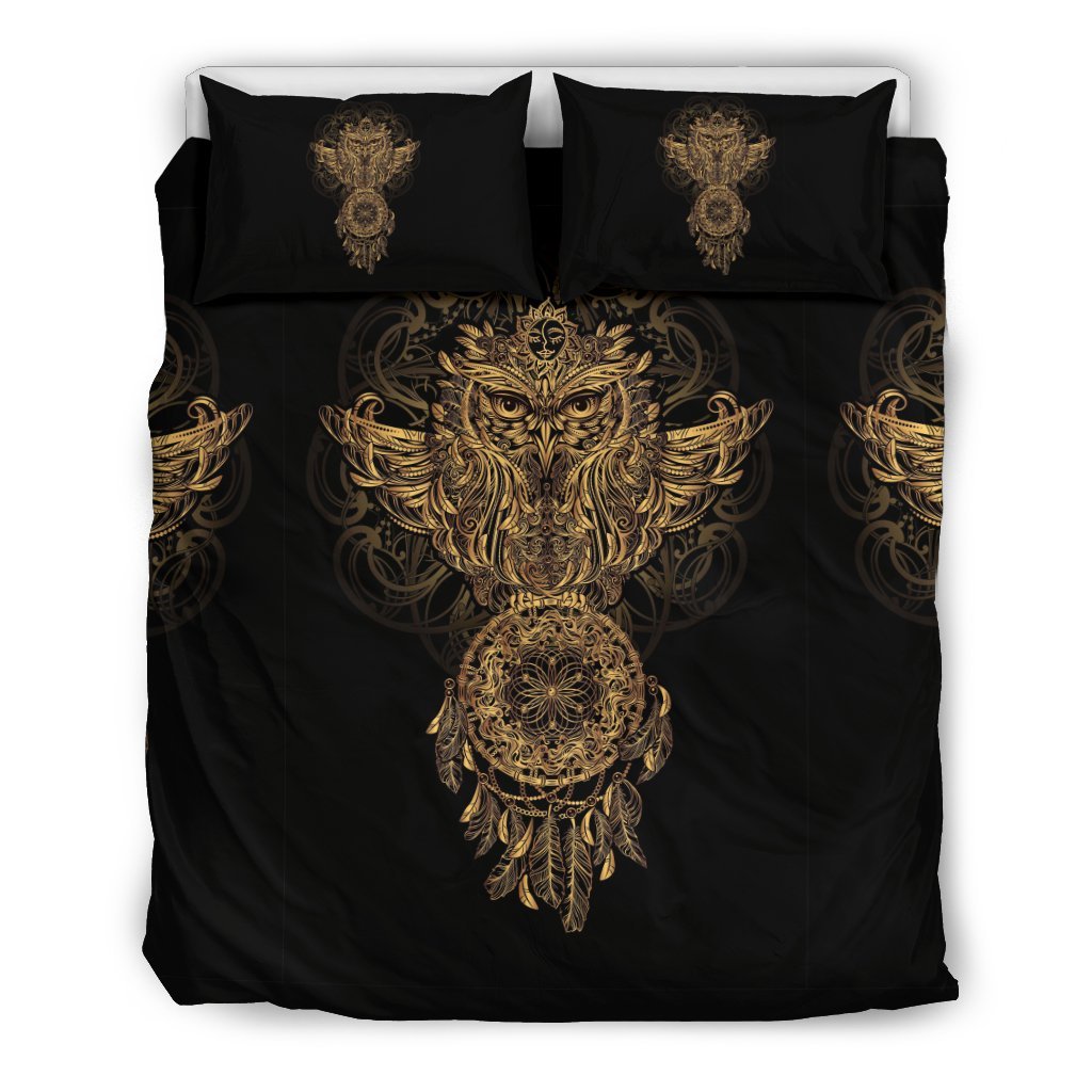 Owl Dream Catcher Feather Duvet Cover Bedding Set-grizzshop