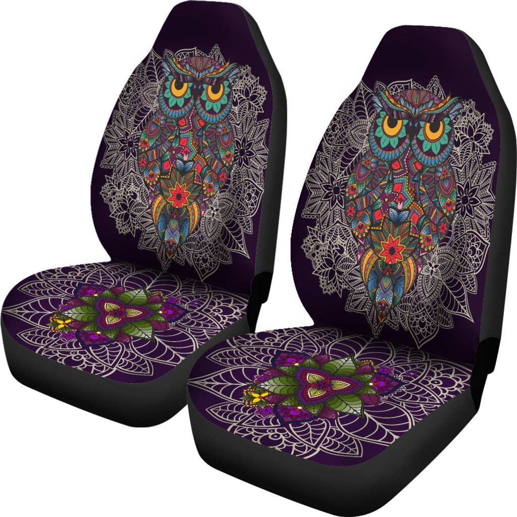 Owl Mandala Black Car Seat Cover Universal Fit-grizzshop