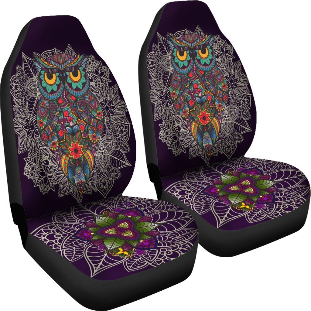 Owl Mandala Black Car Seat Cover Universal Fit-grizzshop