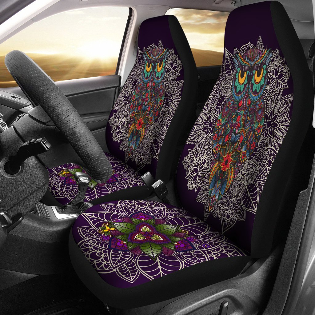 Owl Mandala Black Car Seat Cover Universal Fit-grizzshop