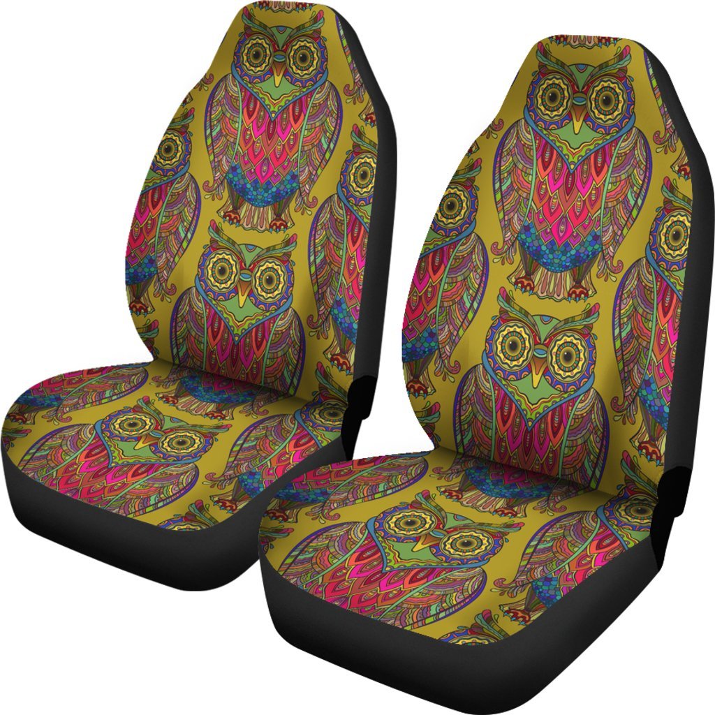 Owl Mandala Gold Car Seat Cover Universal Fit-grizzshop