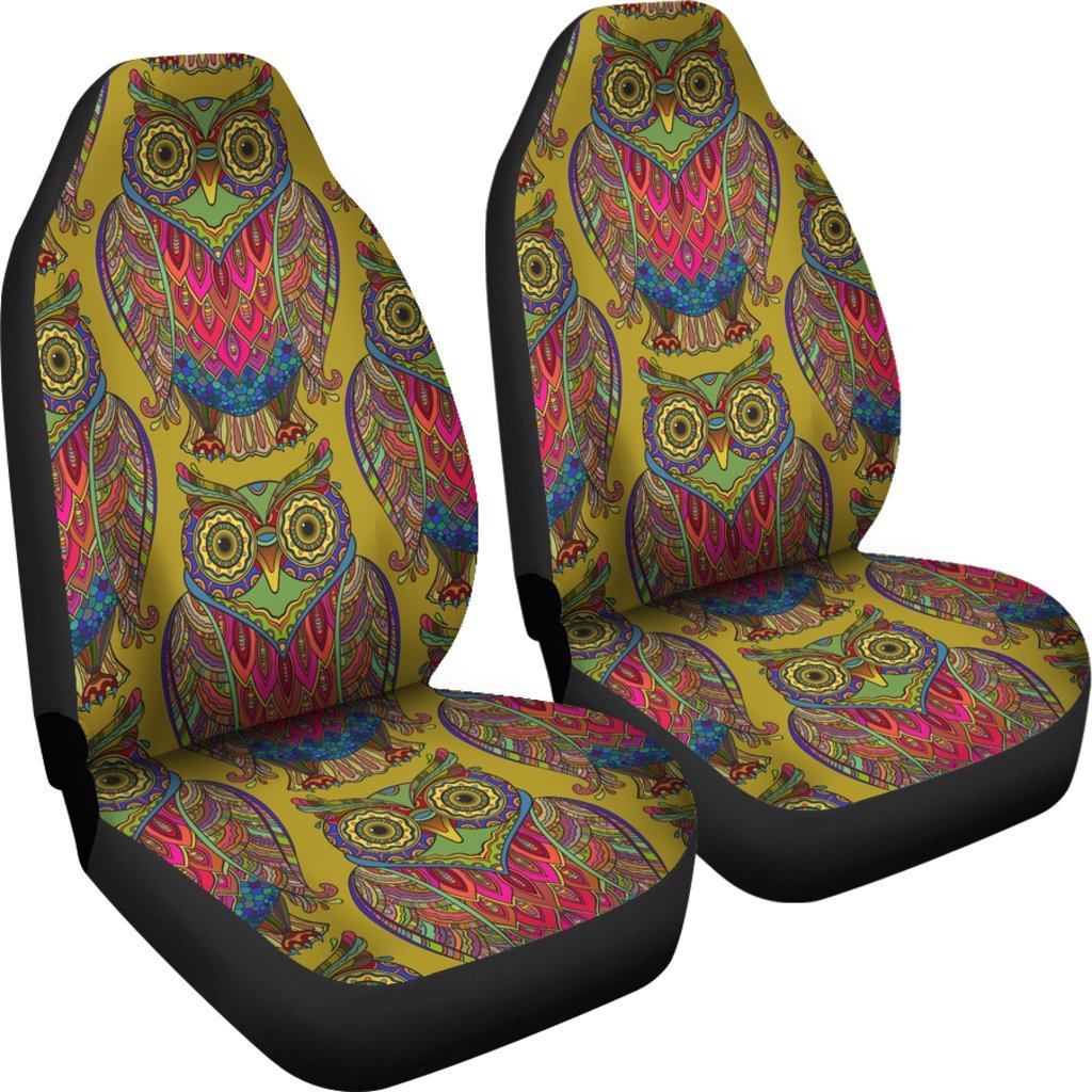 Owl Mandala Gold Car Seat Cover Universal Fit-grizzshop