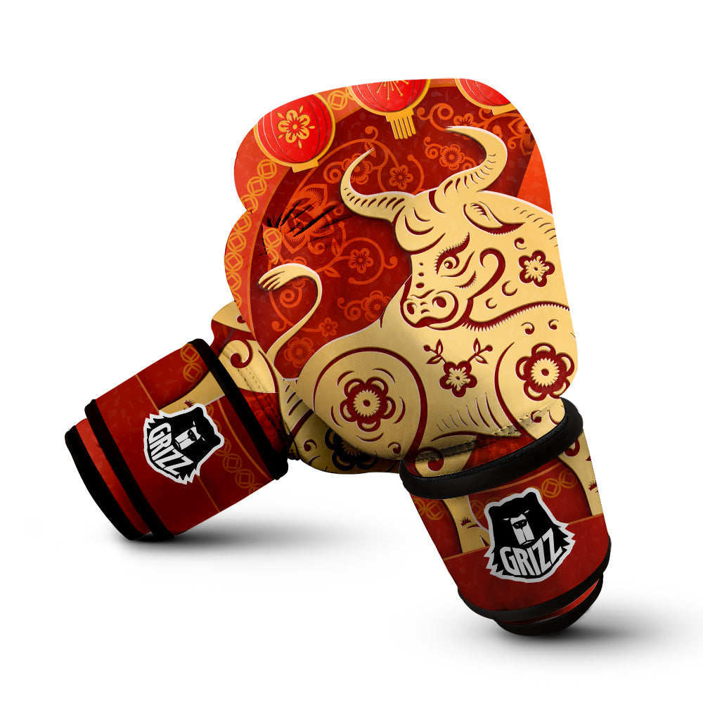 Ox Sign Chinese Horoscope Print Boxing Gloves-grizzshop