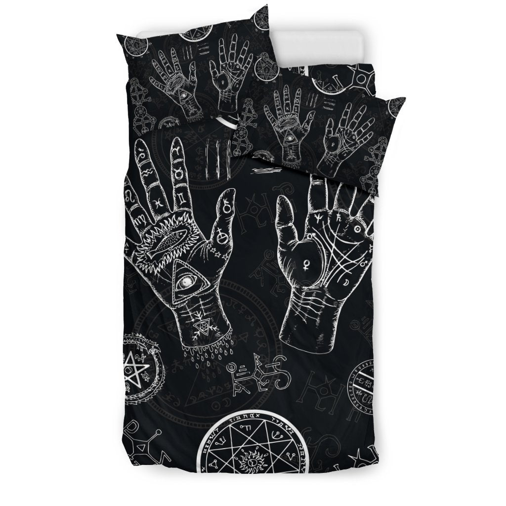 Pagan Gothic Wiccan Witch Pattern Print Duvet Cover Bedding Set-grizzshop