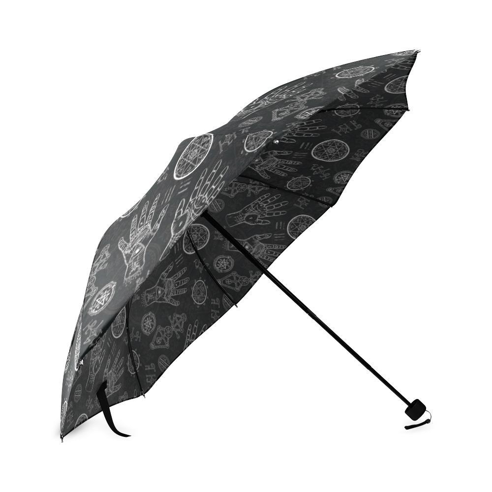 Pagan Gothic Wiccan Witch Pattern Print Foldable Umbrella-grizzshop