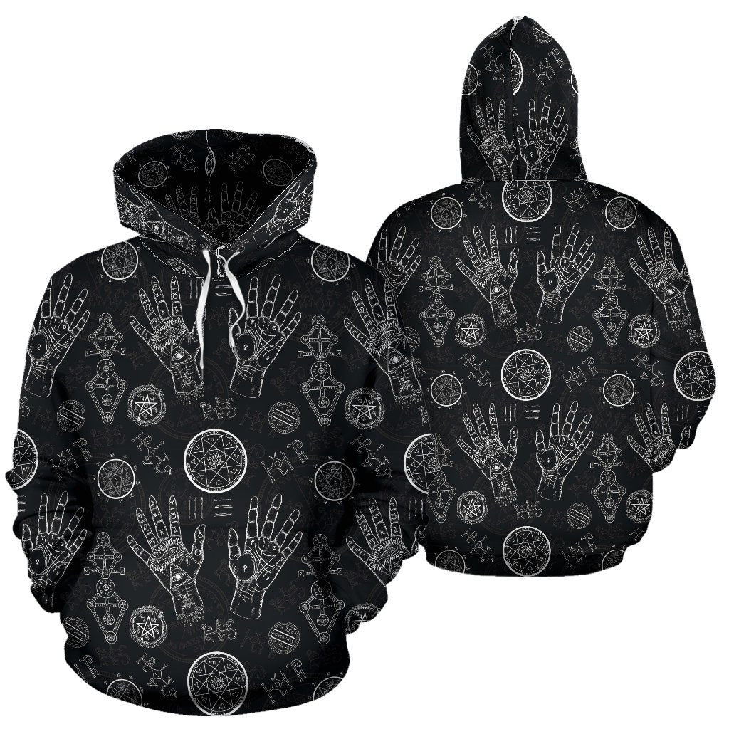 Pagan Gothic Wiccan Witch Pattern Print Women Men Pullover Hoodie-grizzshop