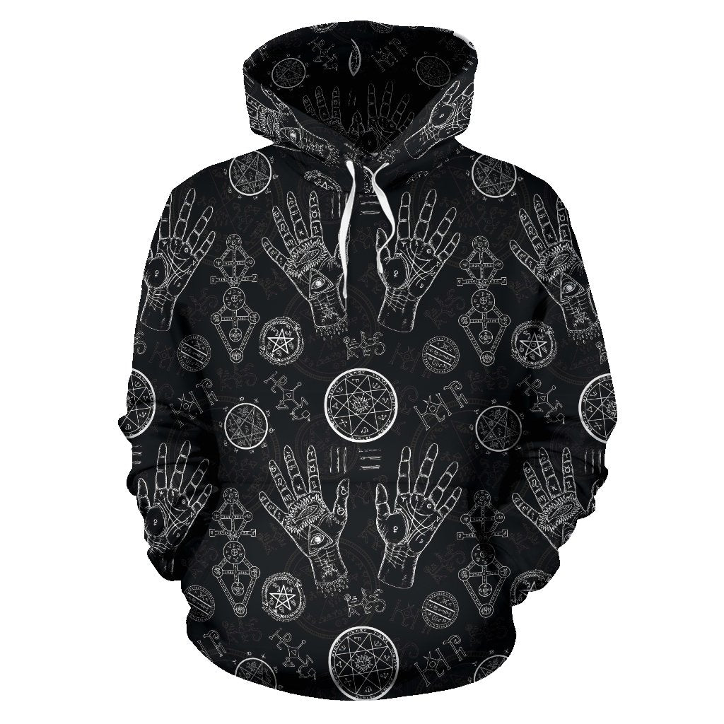 Pagan Gothic Wiccan Witch Pattern Print Women Men Pullover Hoodie-grizzshop