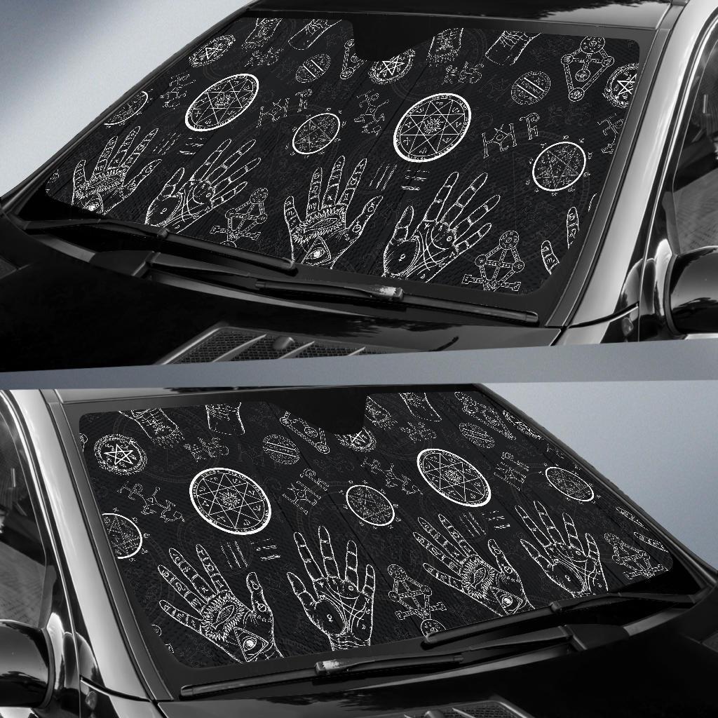 Pagan Wiccan Witch Pattern Print Car Sun Shade-grizzshop