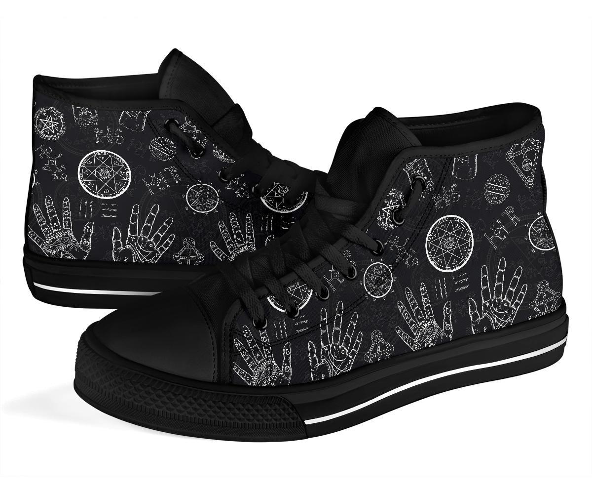 Pagan Wiccan Witch Pattern Print Men Women's High Top Shoes-grizzshop