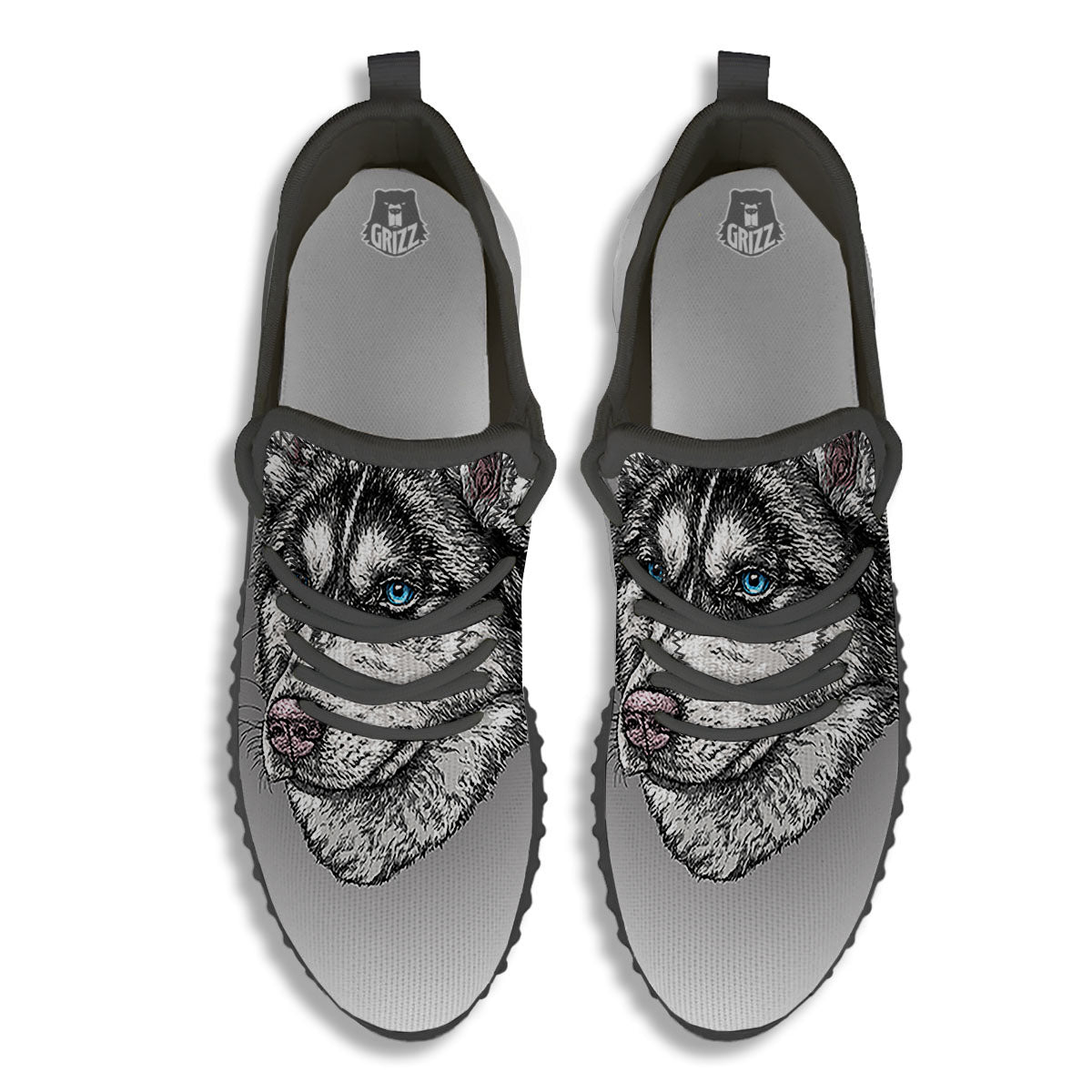 Painting Alaskan Malamute Print Black Walking Shoes-grizzshop