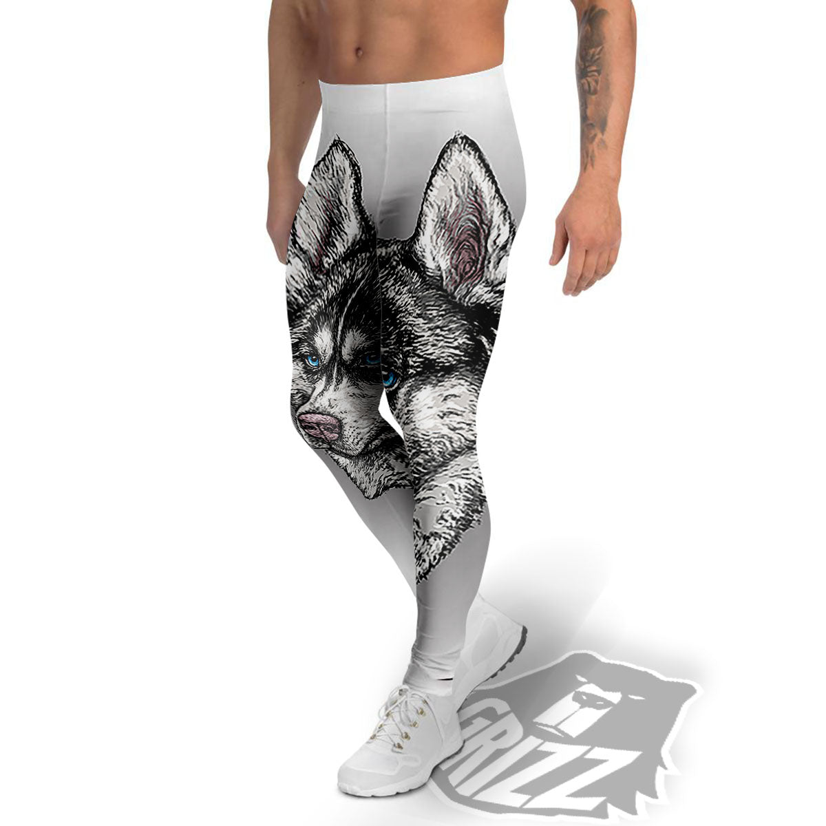 Painting Alaskan Malamute Print Men's Leggings-grizzshop