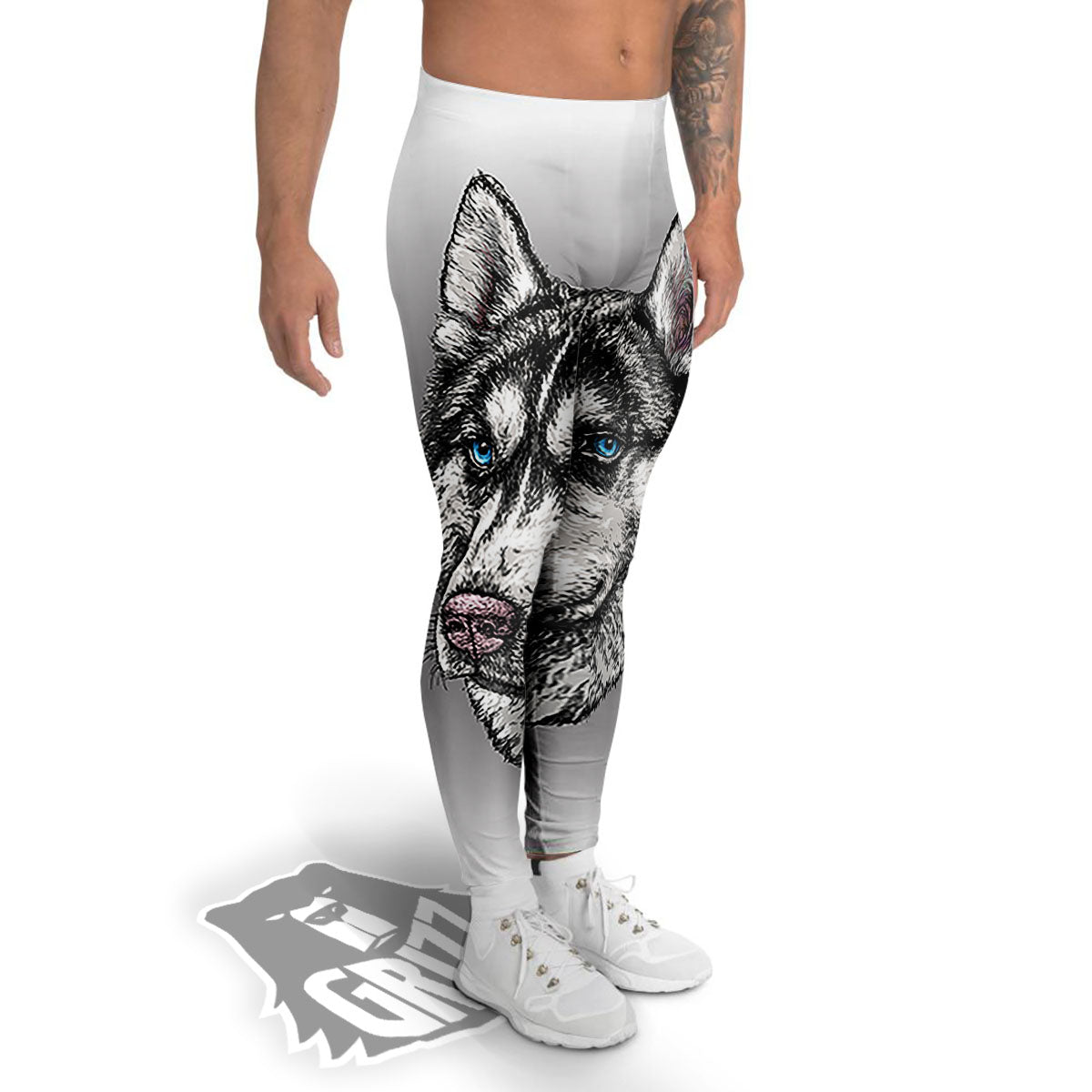 Painting Alaskan Malamute Print Men's Leggings-grizzshop