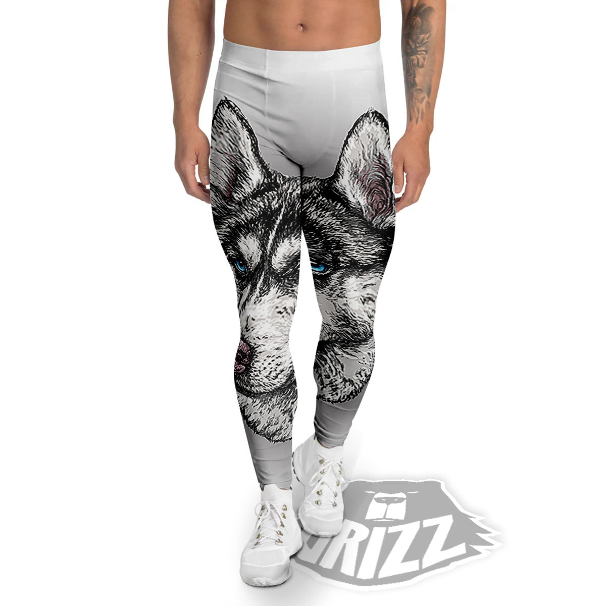 Painting Alaskan Malamute Print Men's Leggings-grizzshop
