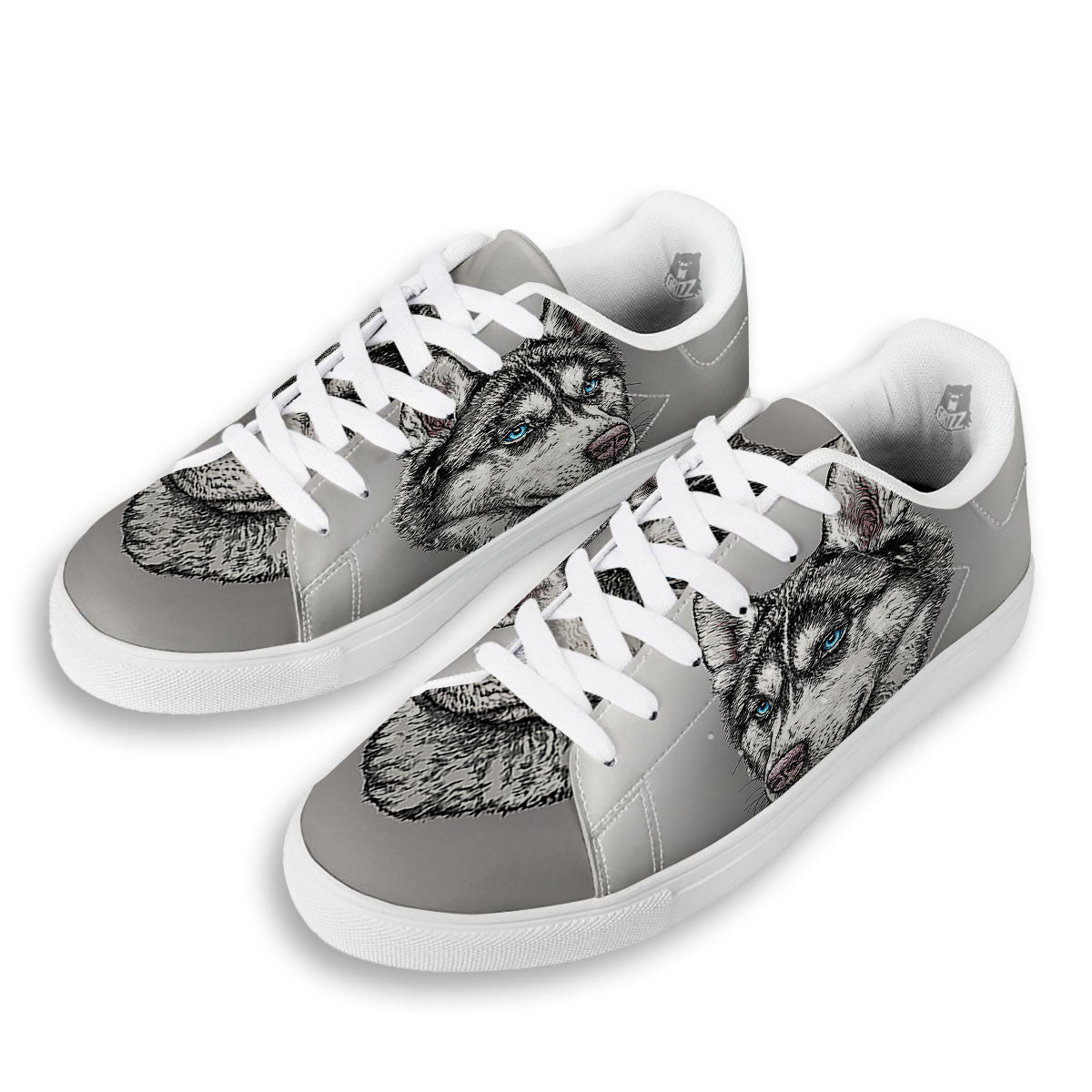 Painting Alaskan Malamute Print White Low Top Sneakers-grizzshop
