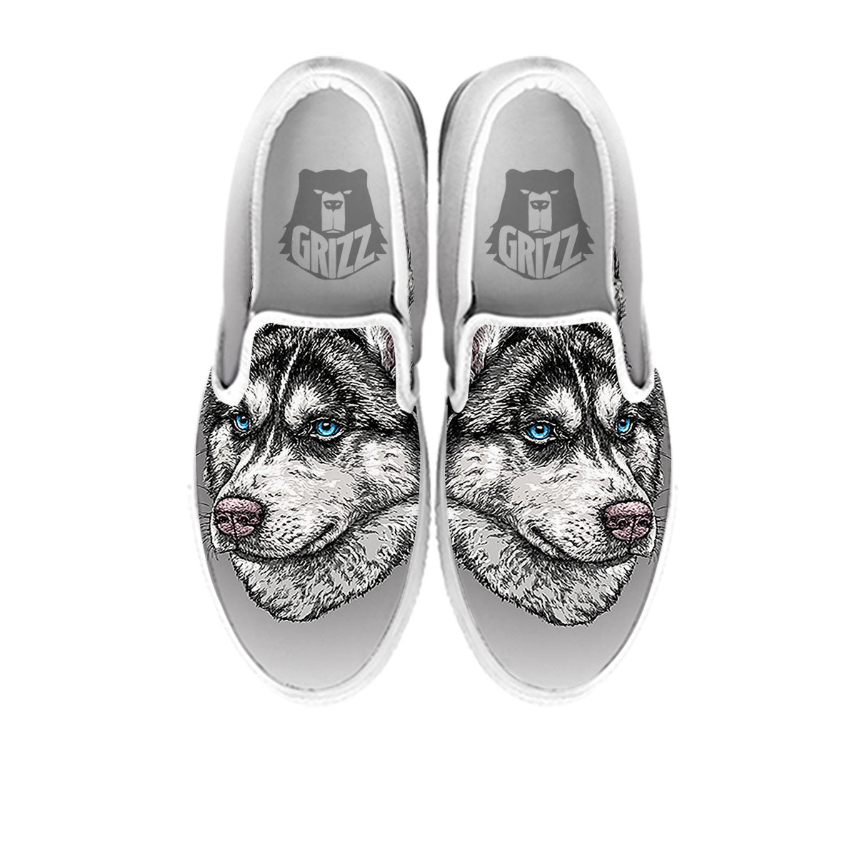 Painting Alaskan Malamute Print White Slip On Shoes-grizzshop