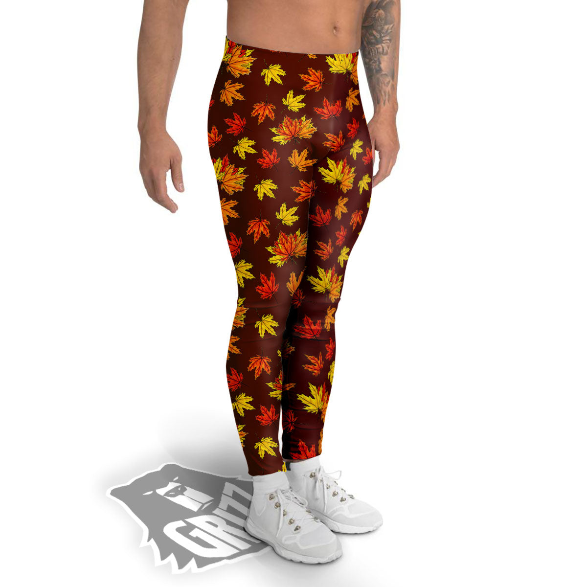 Painting Autumn Print Men's Leggings-grizzshop