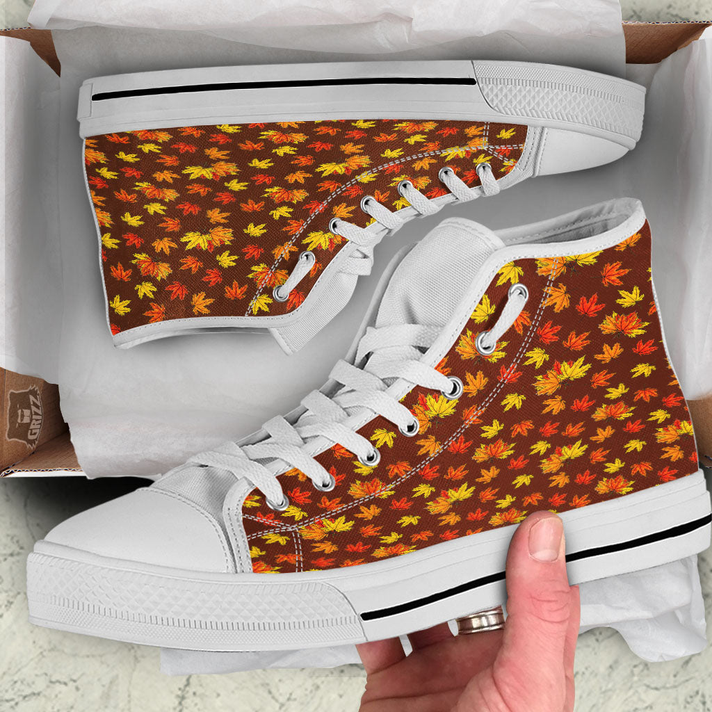 Painting Autumn Print White High Top Shoes-grizzshop