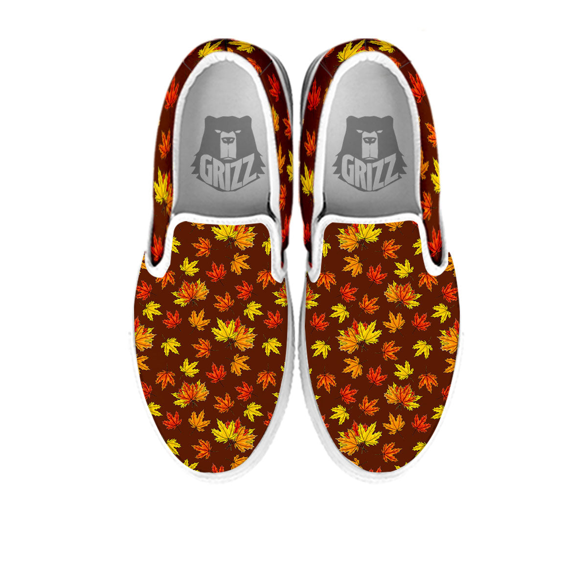 Painting Autumn Print White Slip On Shoes-grizzshop
