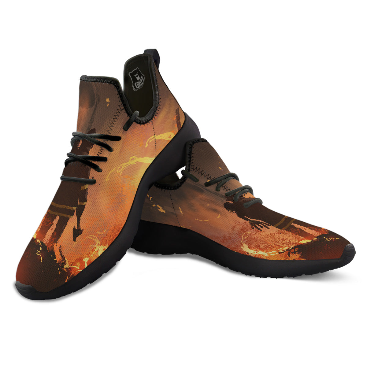 Painting Brave Firefighter Print Black Athletic Shoes-grizzshop