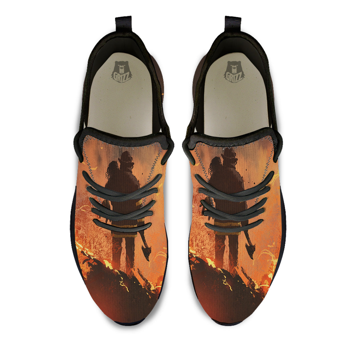 Painting Brave Firefighter Print Black Athletic Shoes-grizzshop