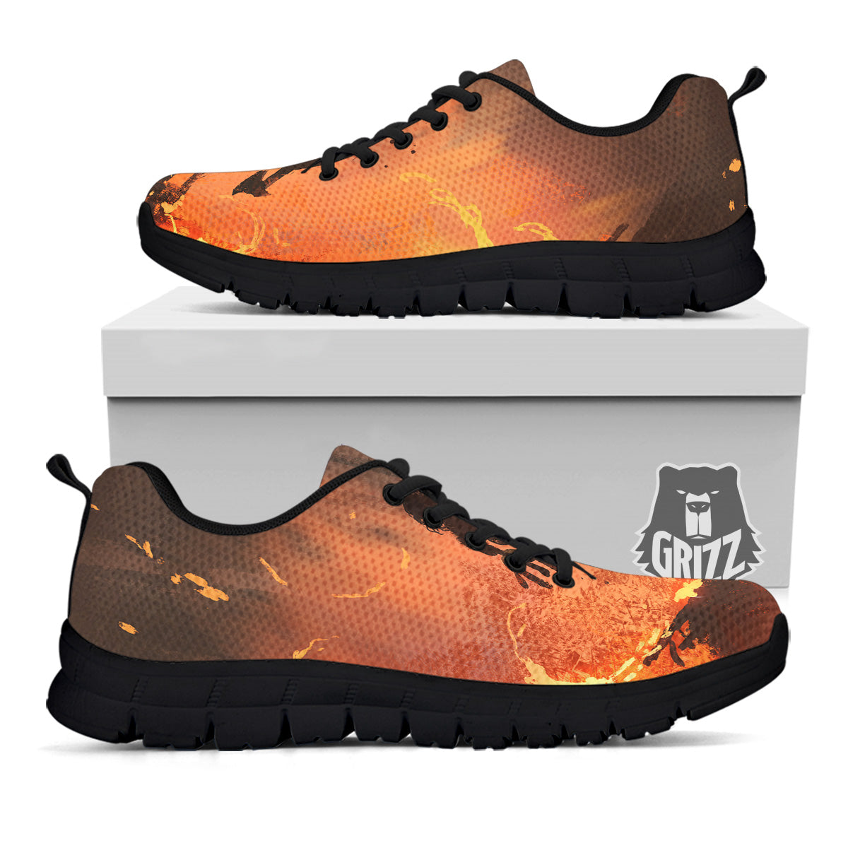 Painting Brave Firefighter Print Black Sneaker-grizzshop