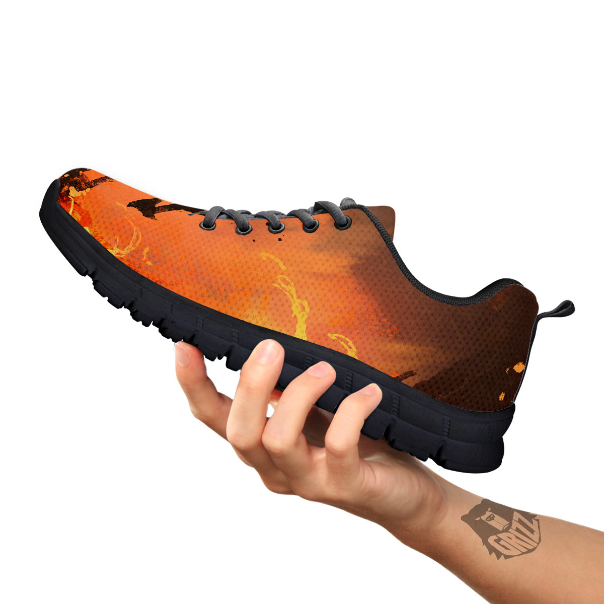 Painting Brave Firefighter Print Black Sneaker-grizzshop
