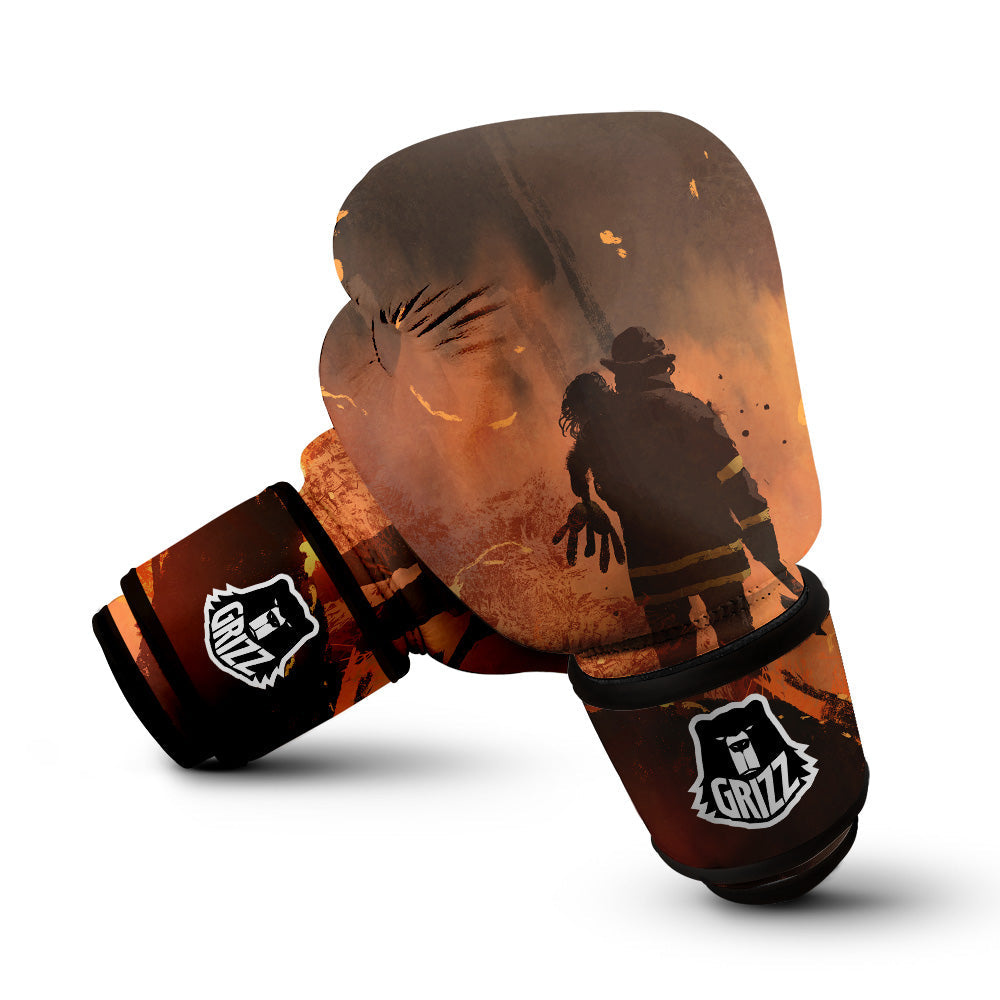 Painting Brave Firefighter Print Boxing Gloves-grizzshop