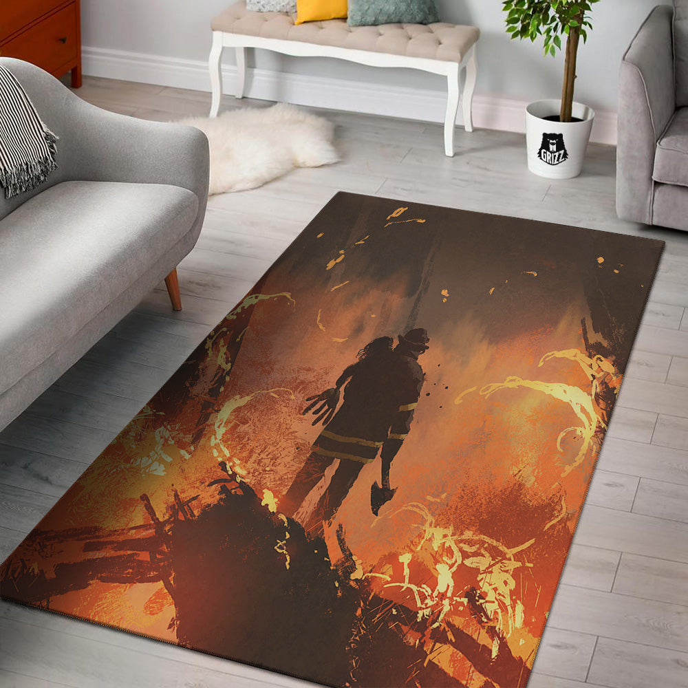 Painting Brave Firefighter Print Floor Mat-grizzshop