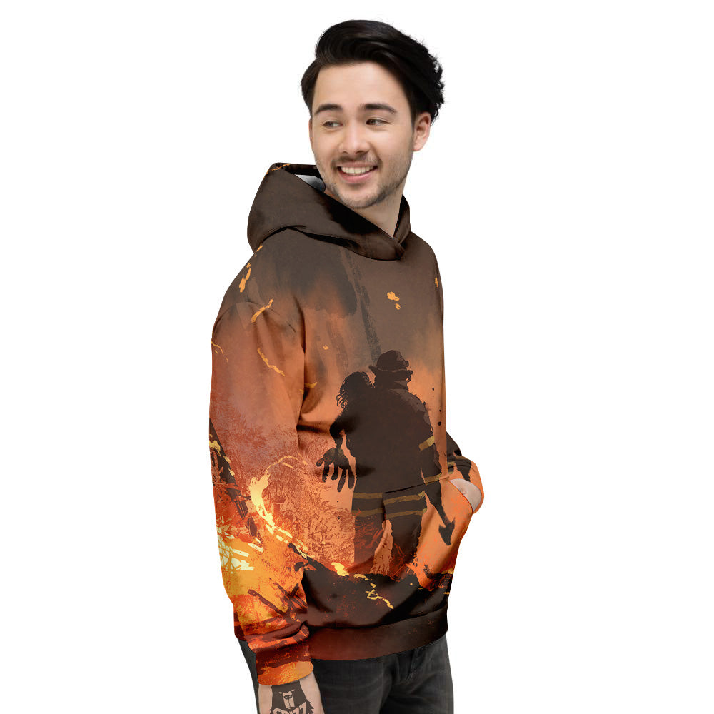 Painting Brave Firefighter Print Men's Hoodie-grizzshop