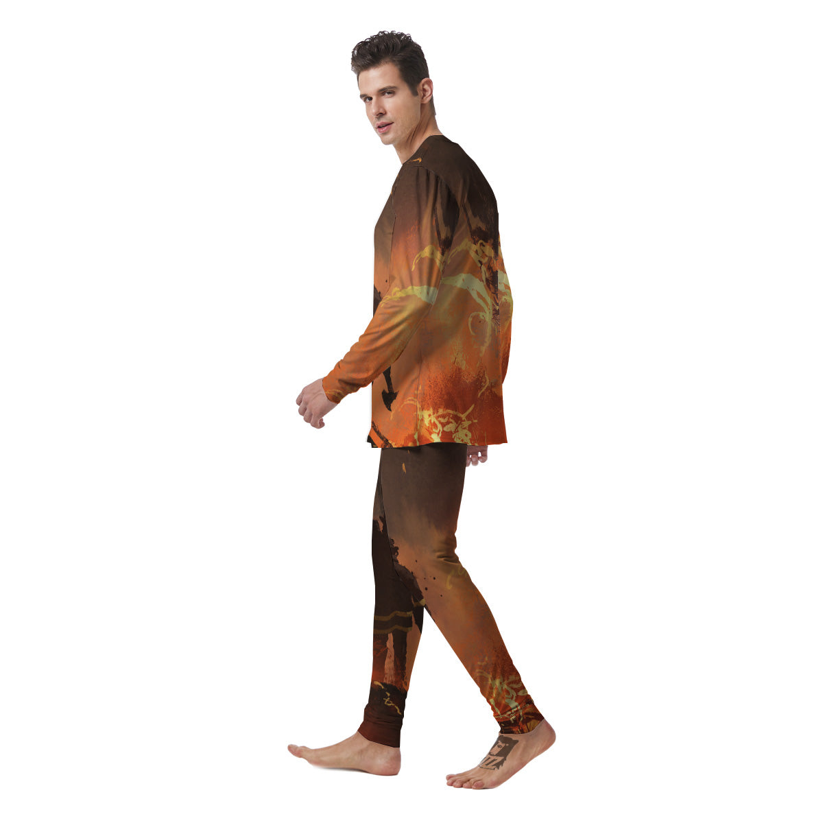 Painting Brave Firefighter Print Men's Pajamas-grizzshop