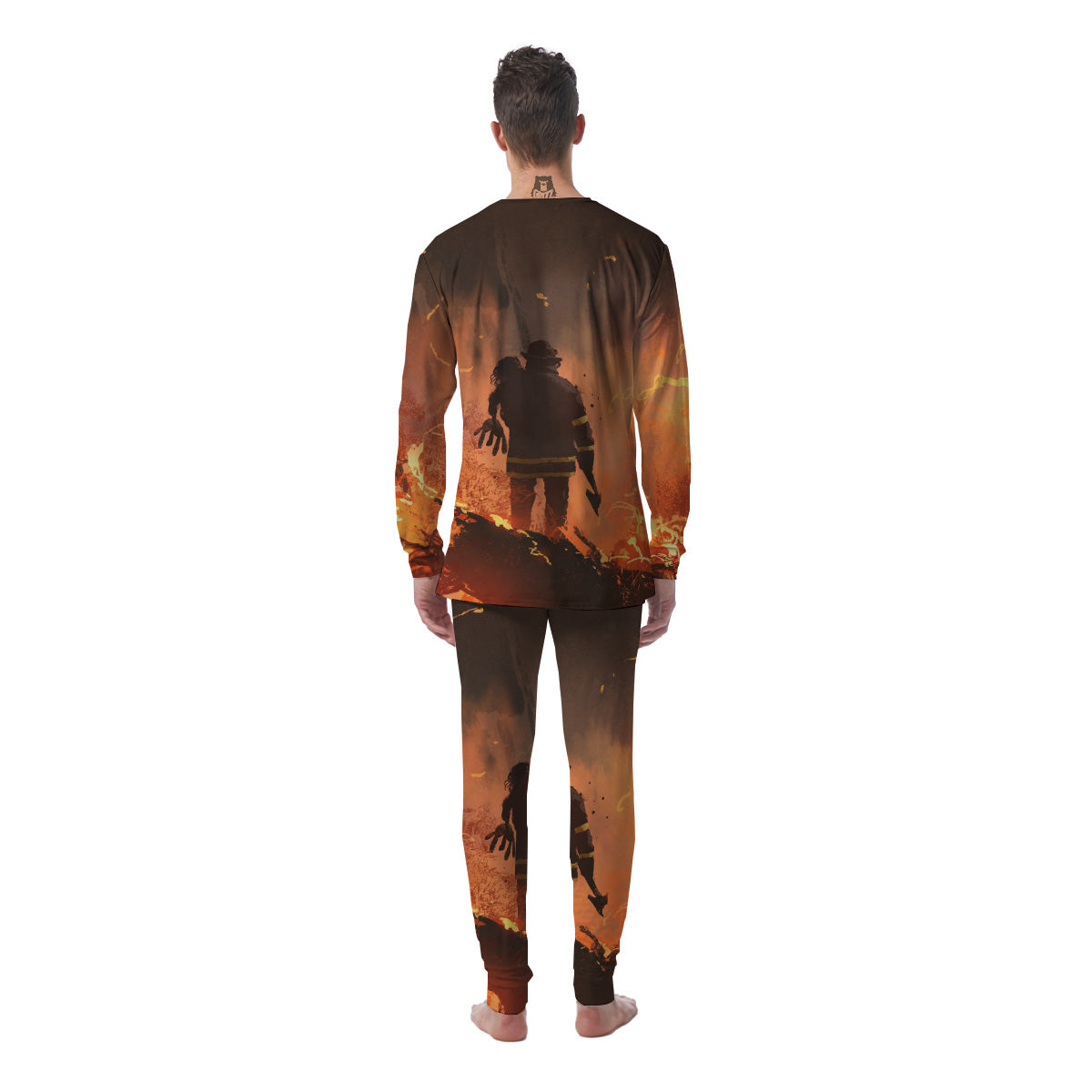 Painting Brave Firefighter Print Men's Pajamas-grizzshop